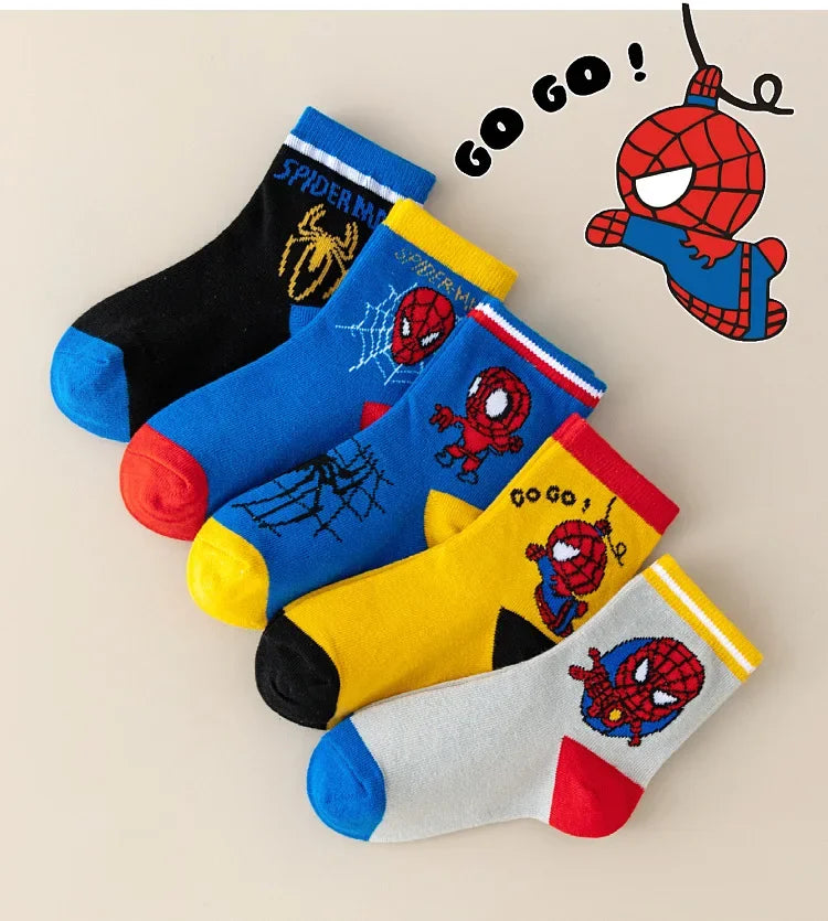 5 Pairs MARVEL Spiderman Children's Socks  1-12 Y