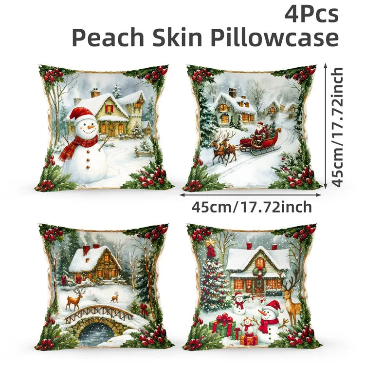 4pcs Merry Christmas Cushion Cover