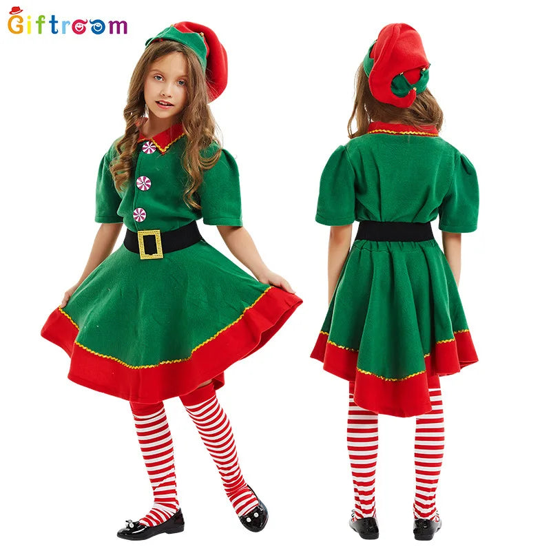 Children and adults Christmas elf costumes