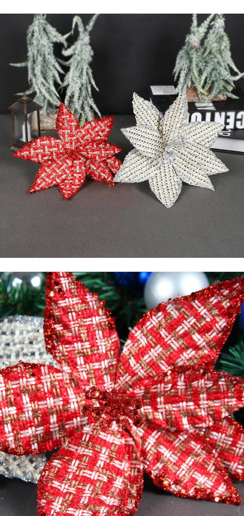 Glitter Christmas Flower Artificial