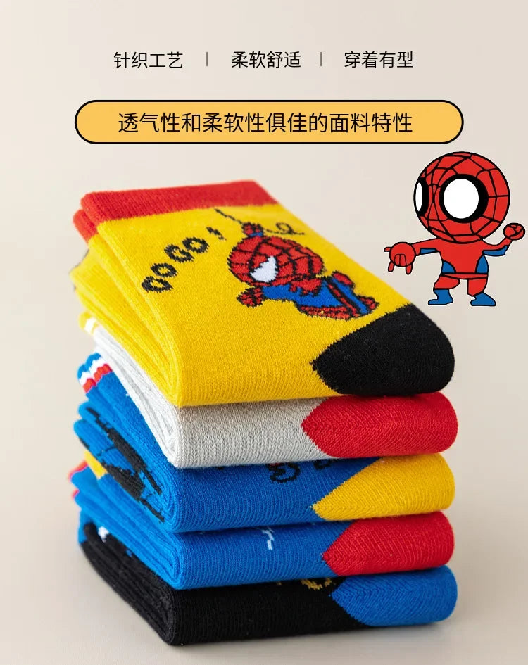 5 Pairs MARVEL Spiderman Children's Socks  1-12 Y