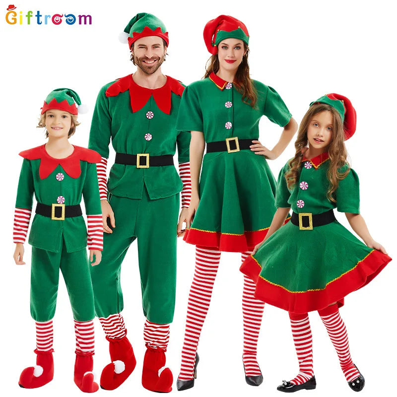 Children and adults Christmas elf costumes