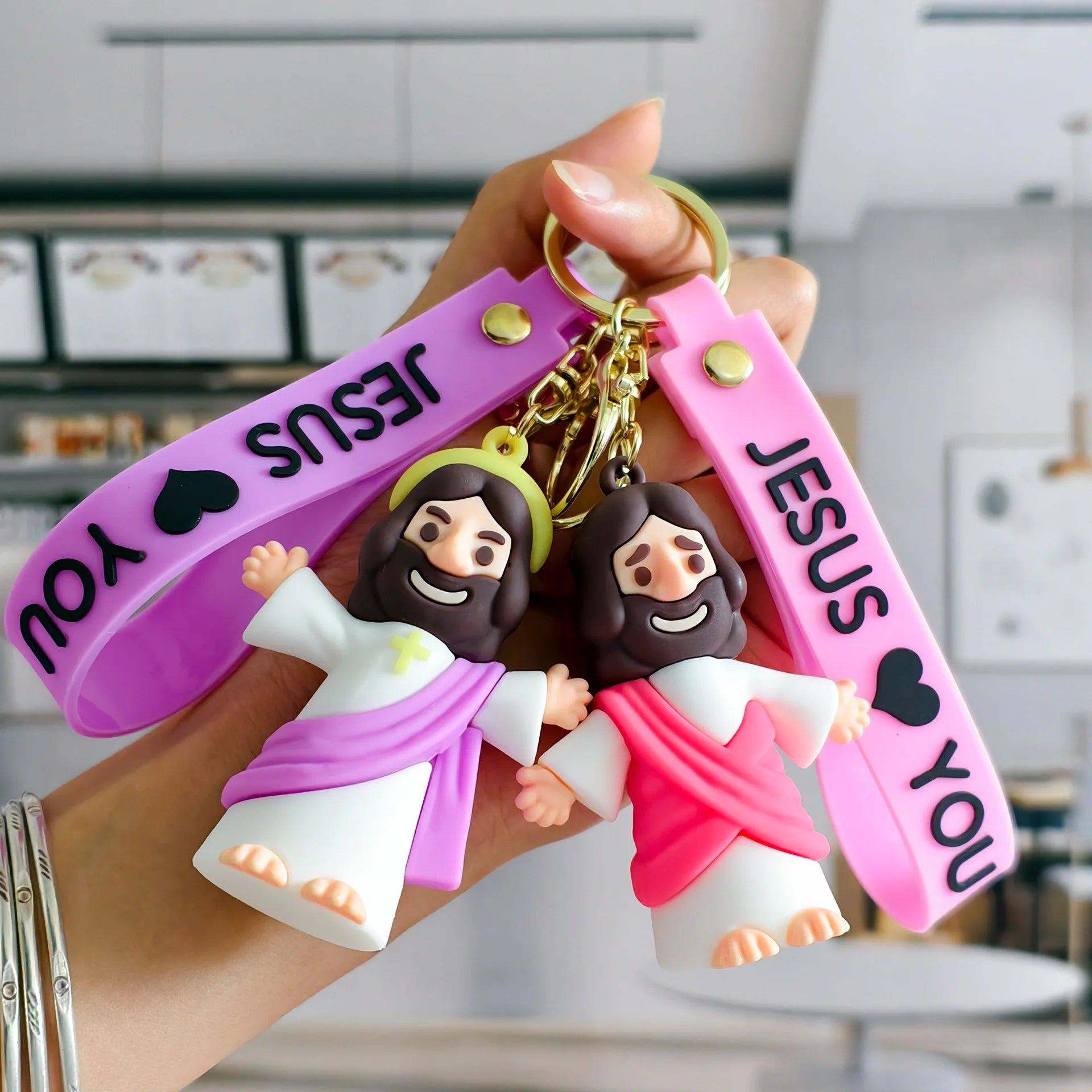 Jesus cartoon character keychain