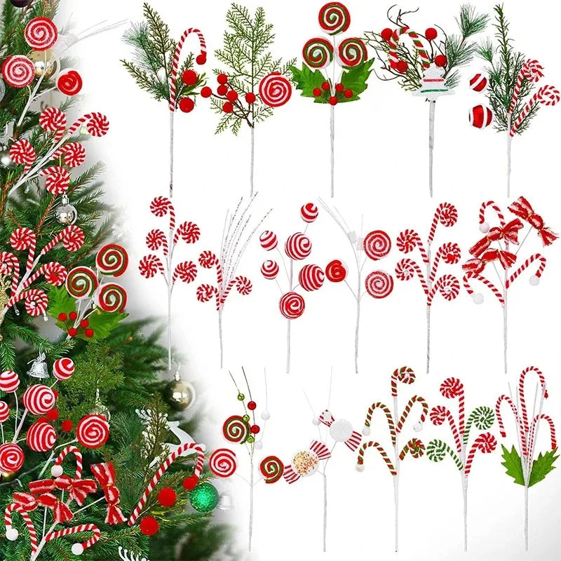 Christmas Decorations Candy Snow Berries Artificial