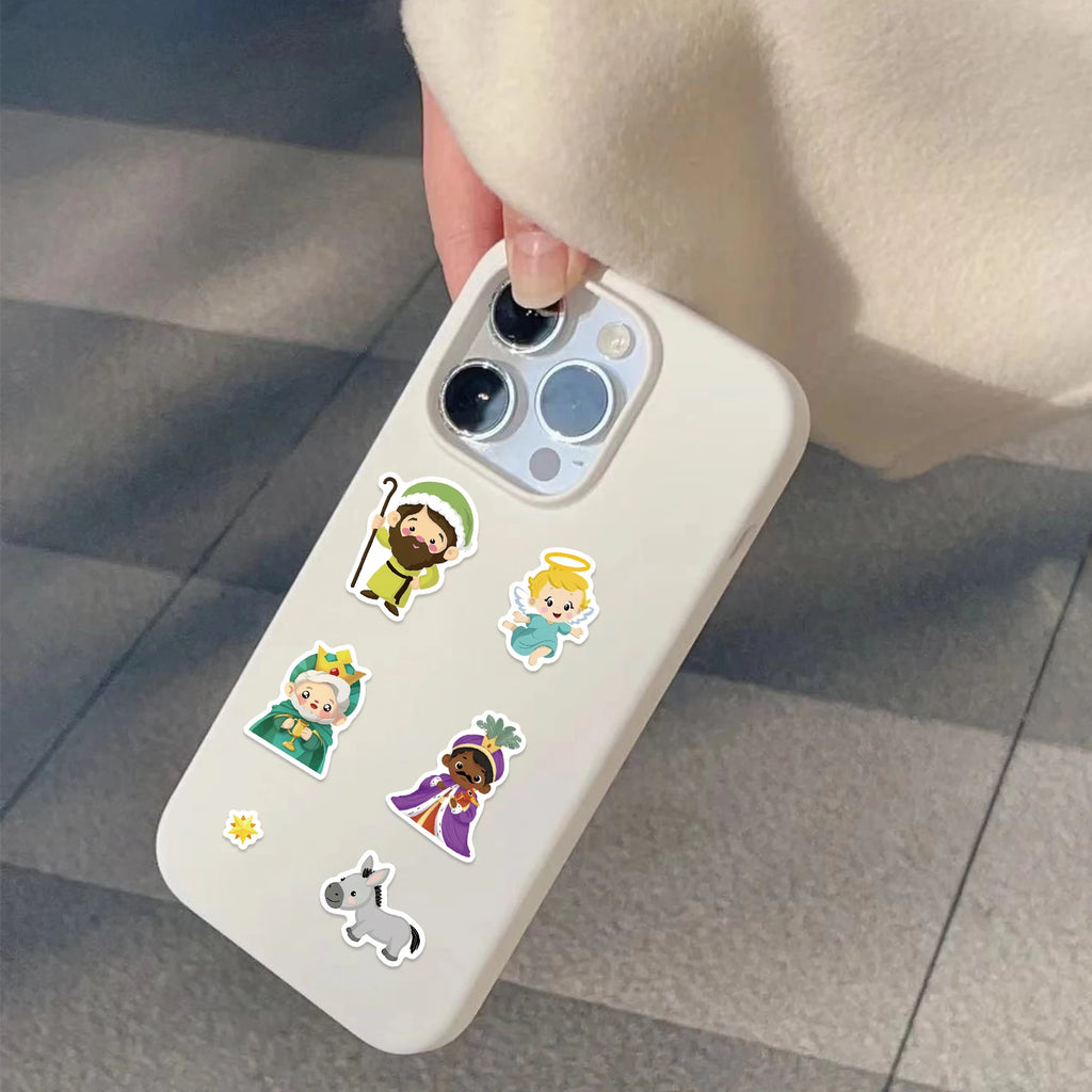 Cartoon Jesus Birth Scene Graffiti Stickers