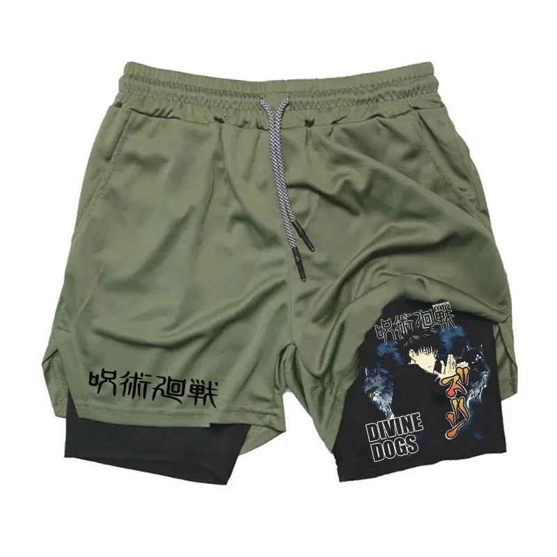 Anime Gym Shorts 2 In 1 Double Layer