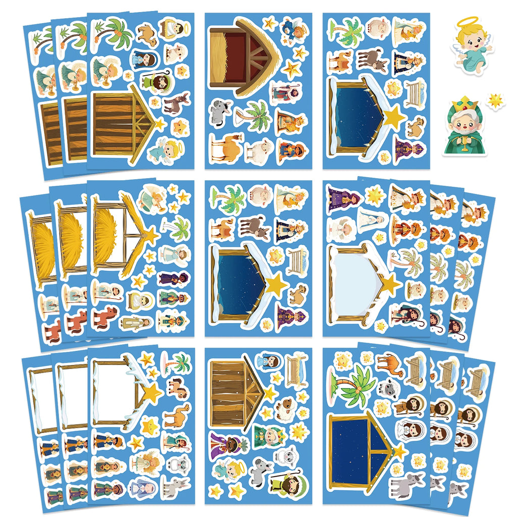 Cartoon Jesus Birth Scene Graffiti Stickers