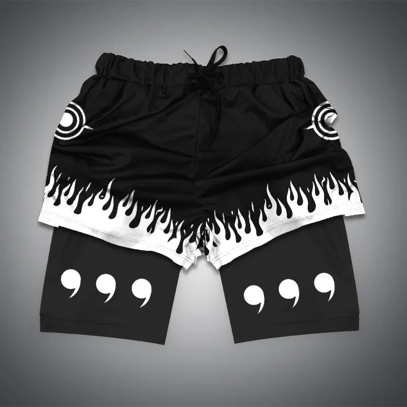 Anime Gym Shorts 2 in 1 Breathable