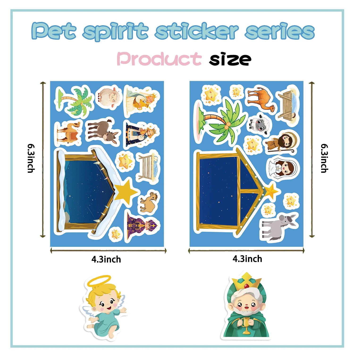 Cartoon Jesus Birth Scene Graffiti Stickers