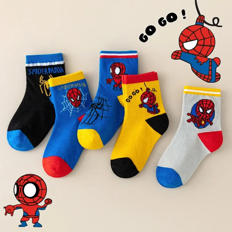 5 Pairs MARVEL Spiderman Children's Socks  1-12 Y