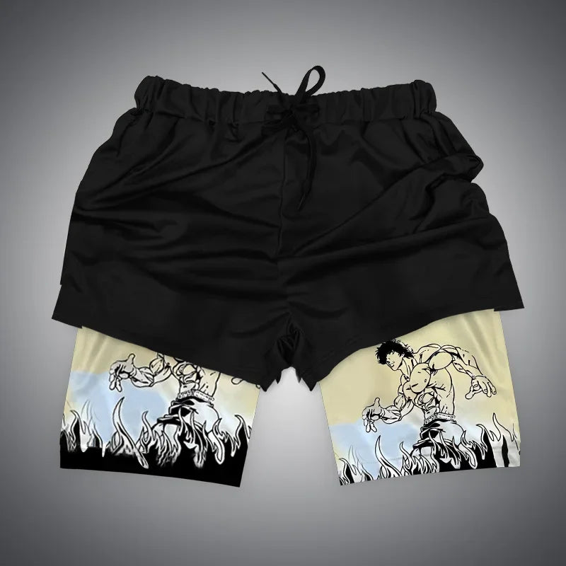 Anime Gym Shorts 2 in 1 Breathable
