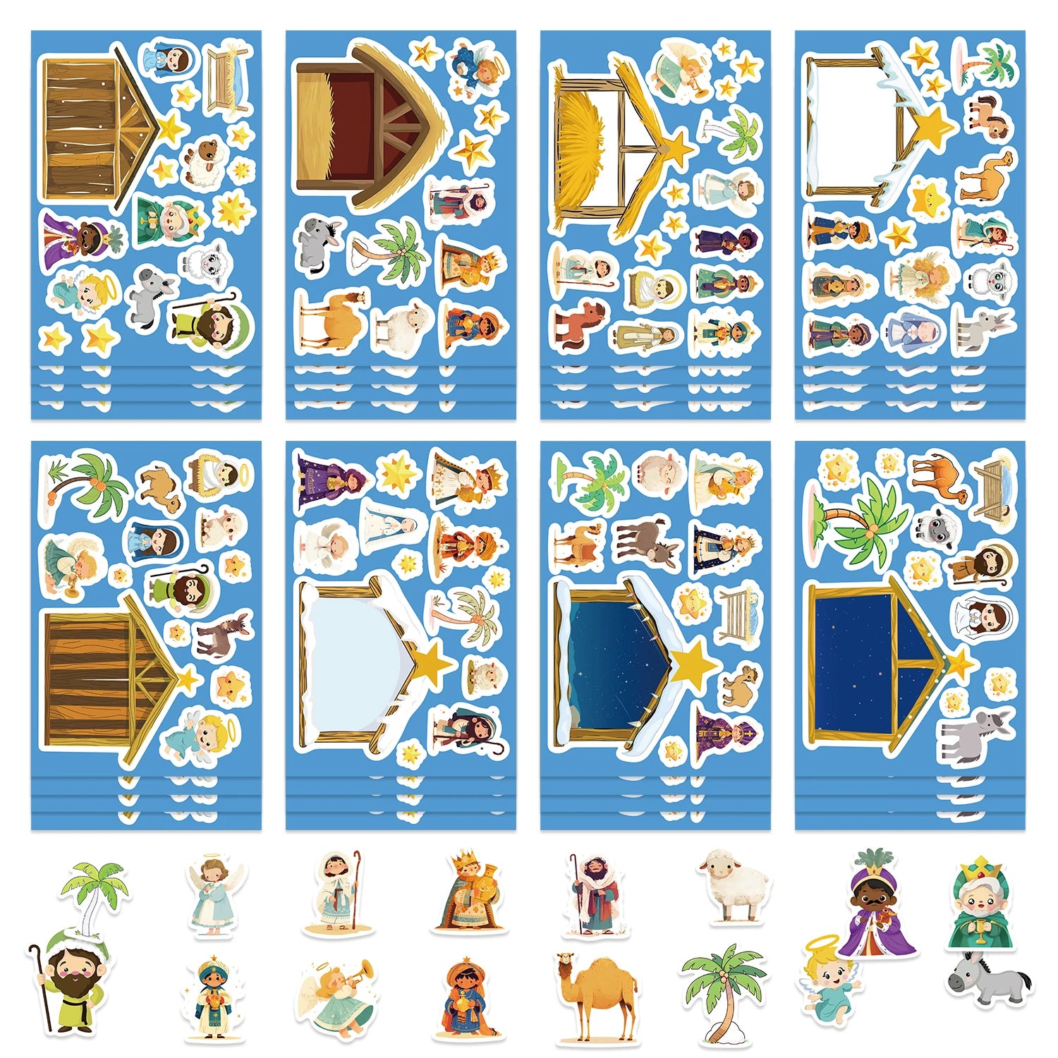 Cartoon Jesus Birth Scene Graffiti Stickers