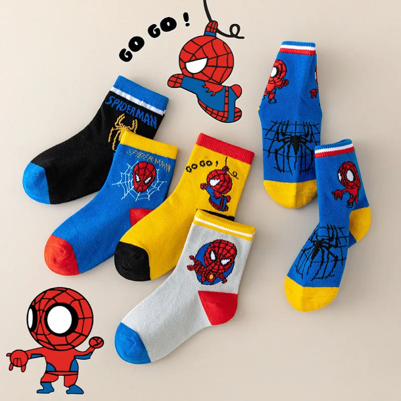 5 Pairs MARVEL Spiderman Children's Socks  1-12 Y