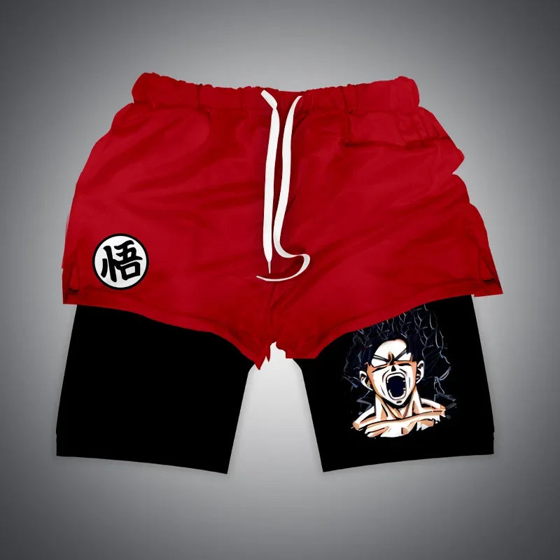 Anime Gym Shorts 2 in 1 Breathable