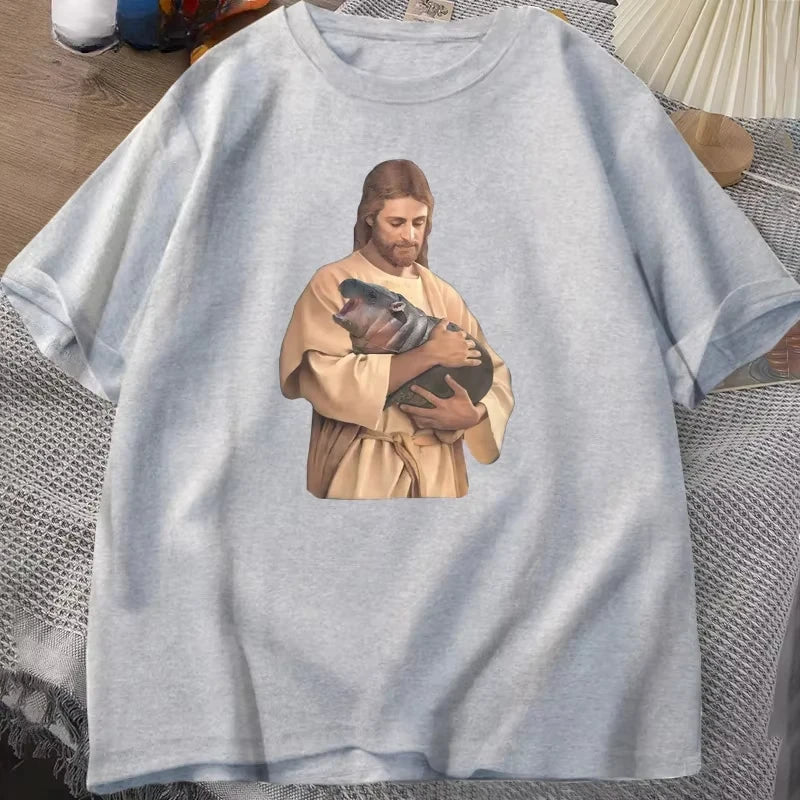 Funny Meme Jesus Holding Moo Deng