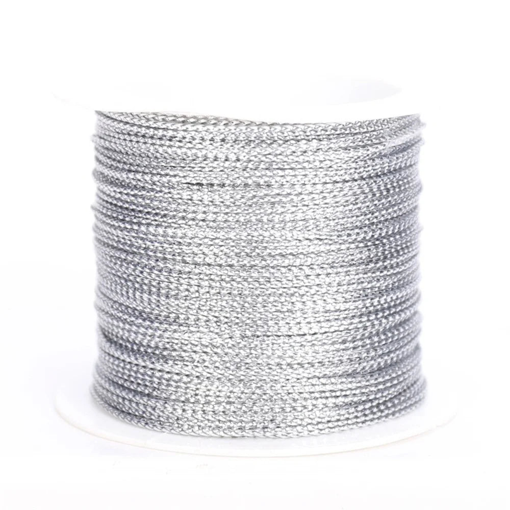 1roll 20m Gold Silver Metallic Cord Braided Rope For Christmas