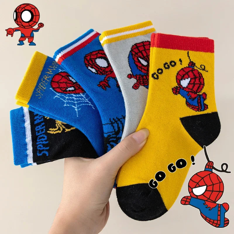 5 Pairs MARVEL Spiderman Children's Socks  1-12 Y