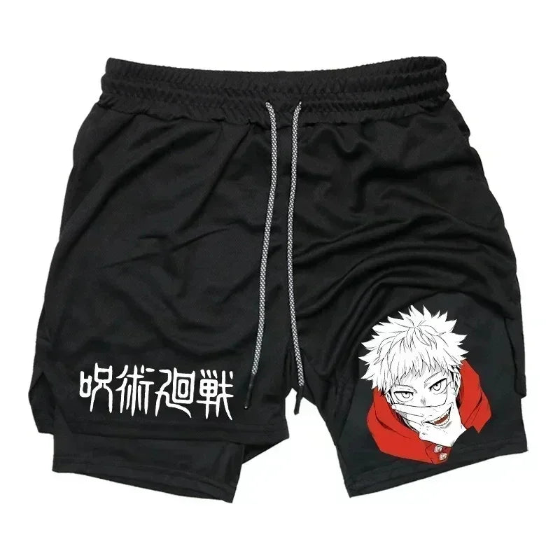 Men's Sports Shorts Jujutsu Kaisen Anime 2 in 1