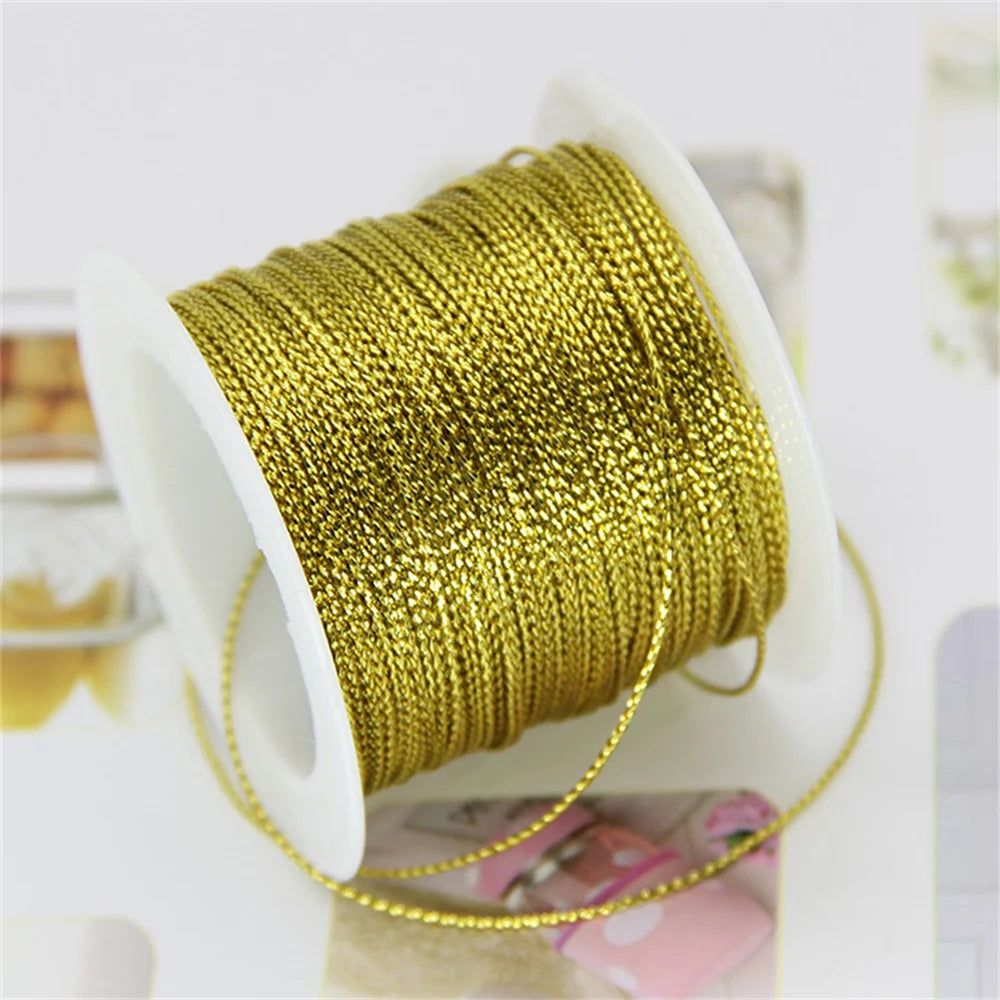 1roll 20m Gold Silver Metallic Cord Braided Rope For Christmas