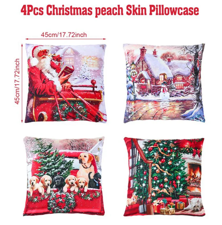 4pcs Merry Christmas Cushion Cover