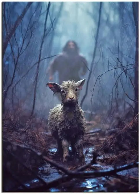 Jesus Saving The Lost Lamb Canvas Wall Art