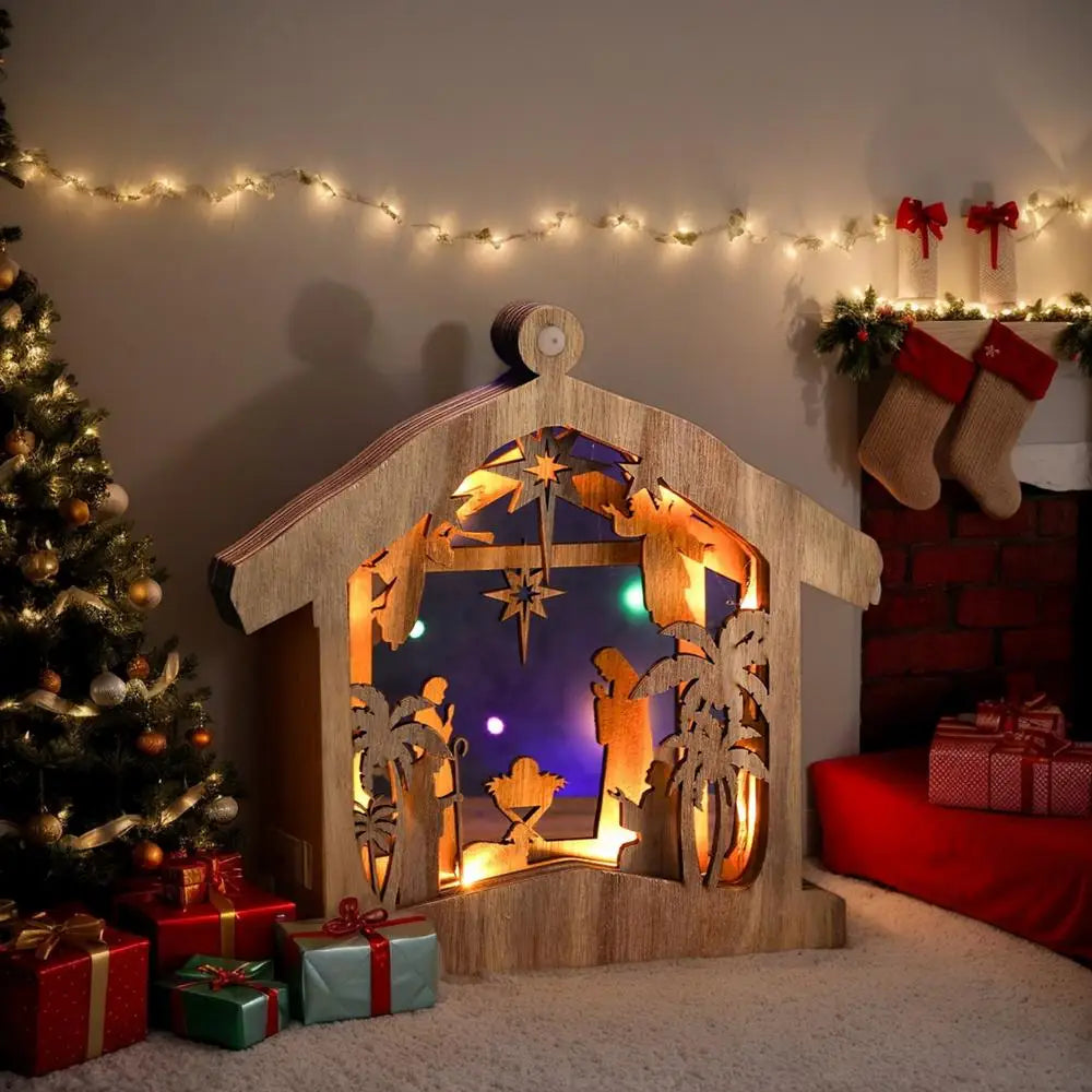 LED Nativity Scene Wooden