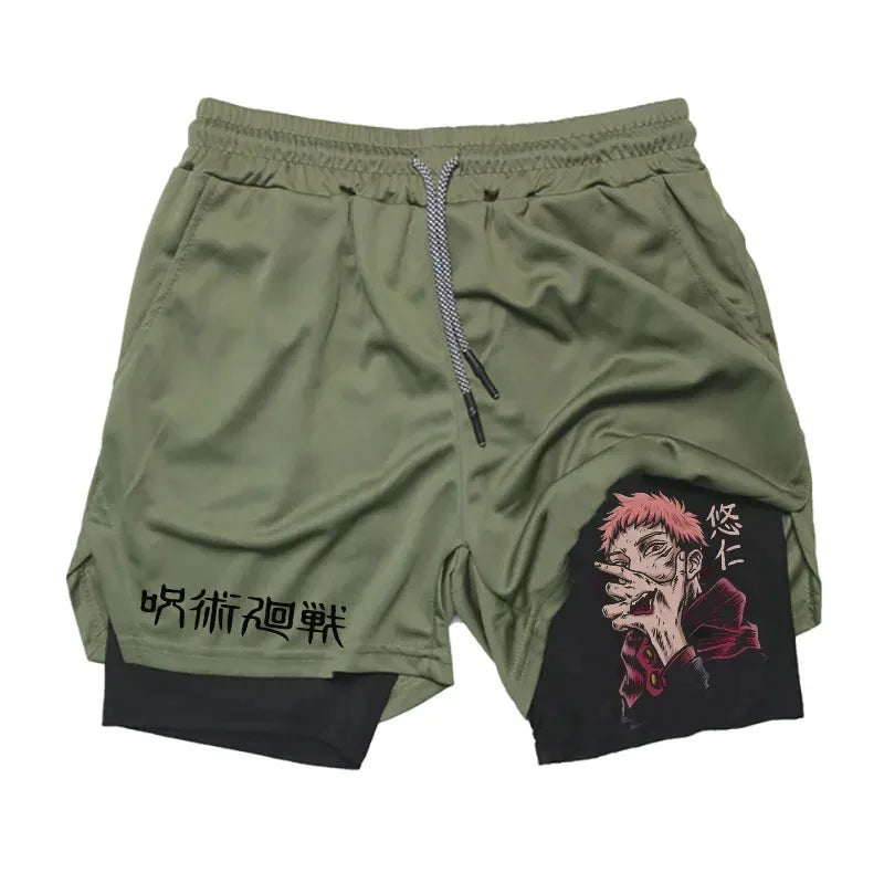 Anime Gym Shorts 2 In 1 Double Layer