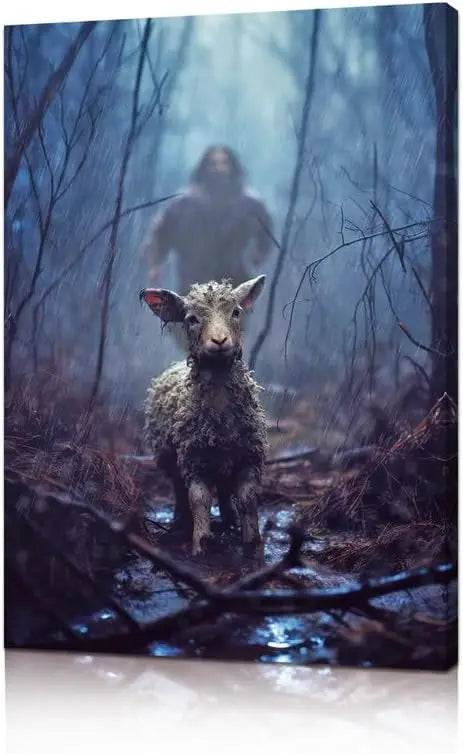 Jesus Saving The Lost Lamb Canvas Wall Art