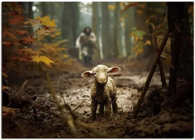 Jesus Saving The Lost Lamb Canvas Wall Art