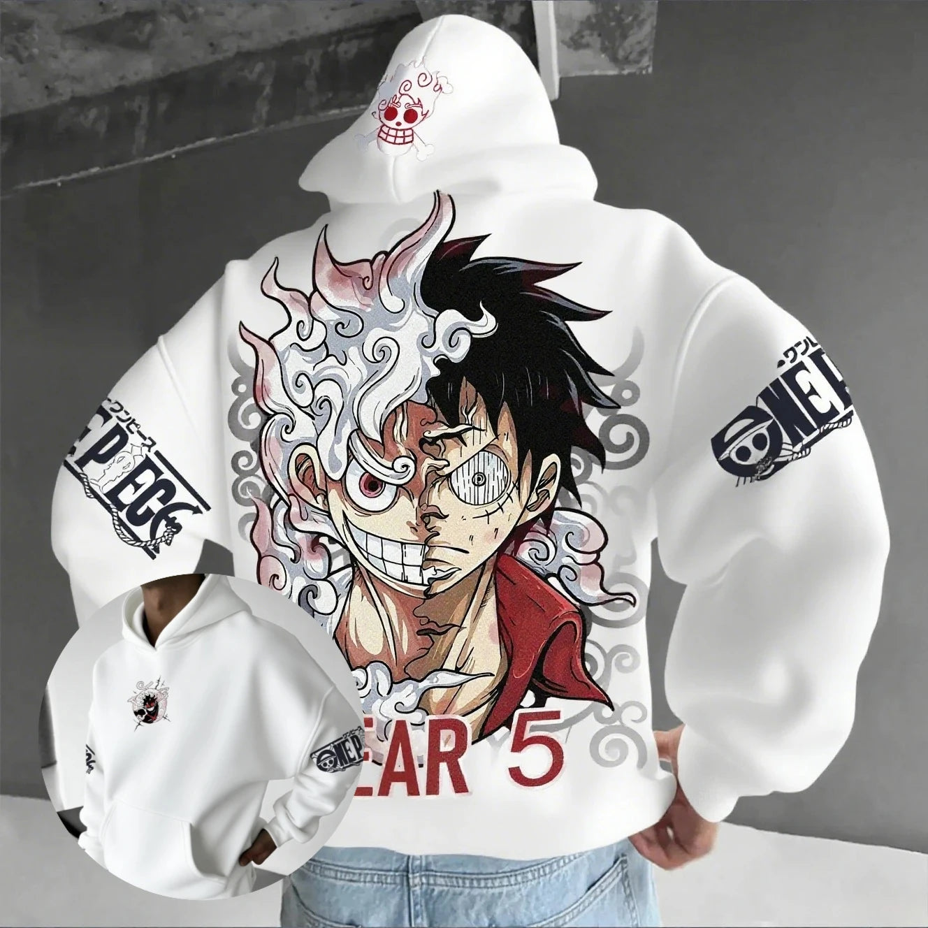 Anime Hoodie One Piece Luffy Gear 5 Nika 🫨❤️