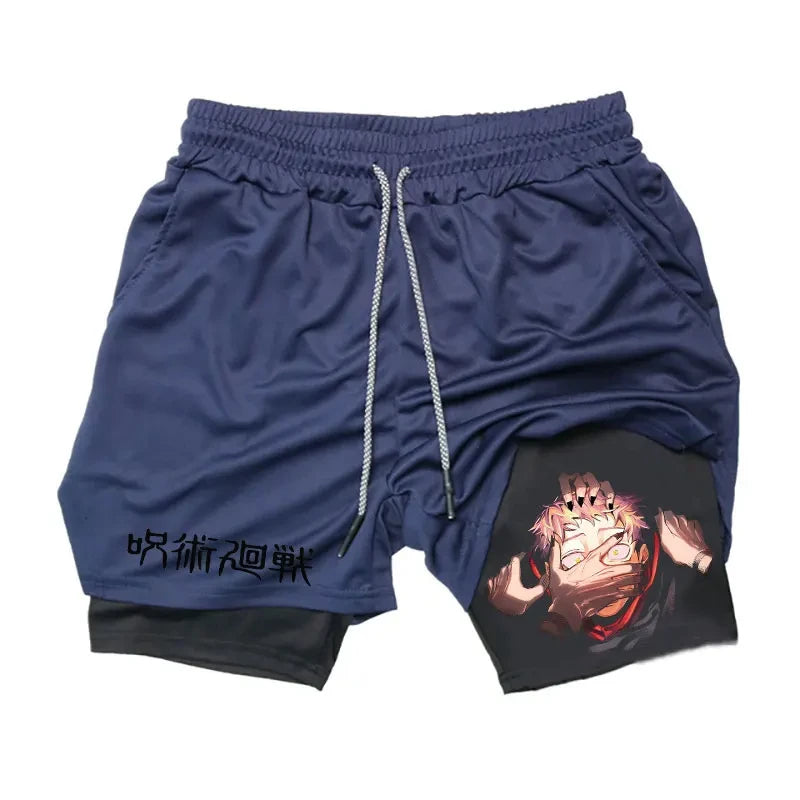 Anime Gym Shorts 2 In 1 Double Layer
