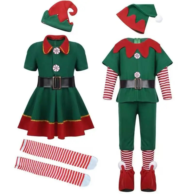 Children and adults Christmas elf costumes
