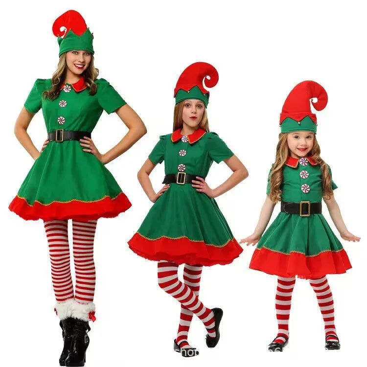 Children and adults Christmas elf costumes