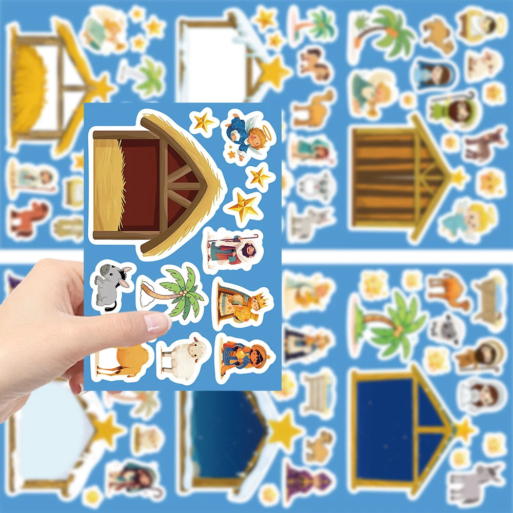 Cartoon Jesus Birth Scene Graffiti Stickers