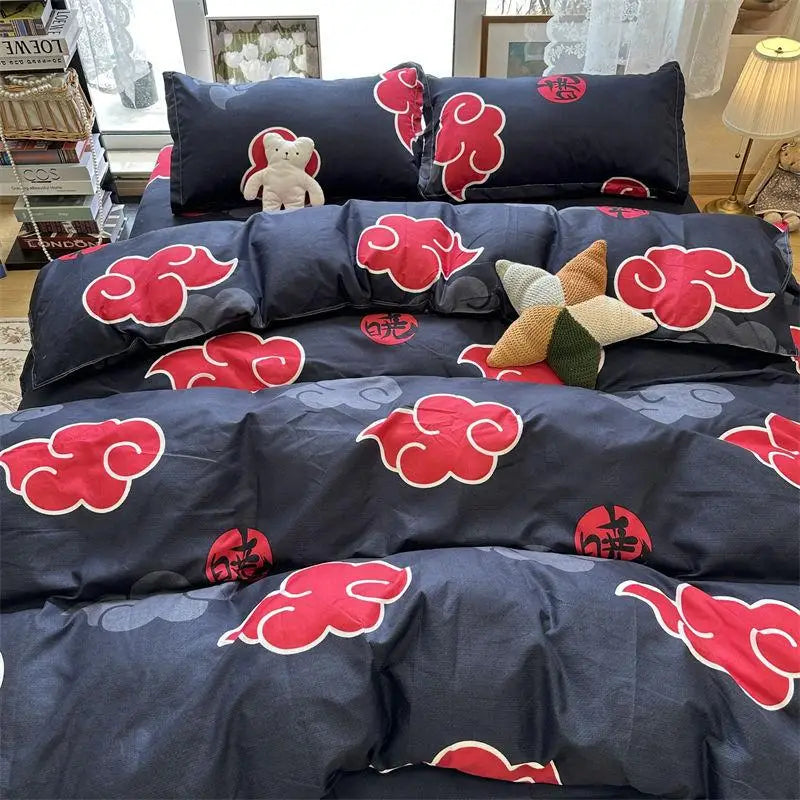 4Pcs/NARUTO Akatsuki Anime Bed Four-Piece Set