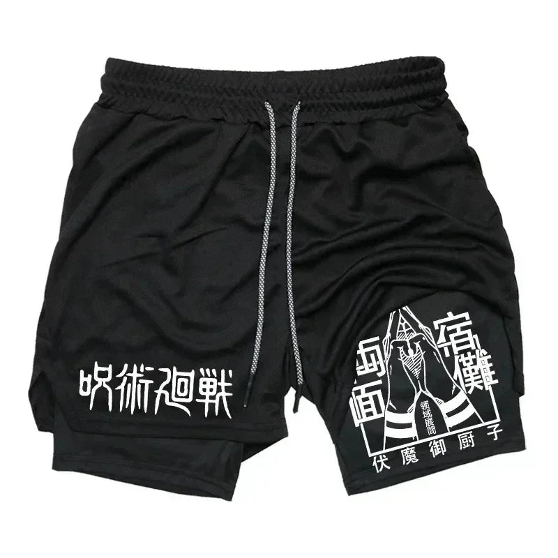 Men's Sports Shorts Jujutsu Kaisen Anime 2 in 1