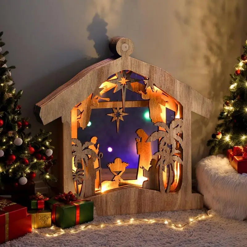 LED Nativity Scene Wooden