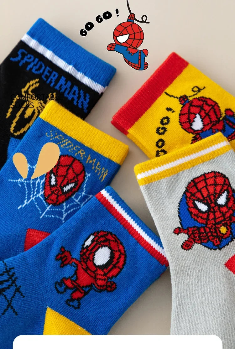 5 Pairs MARVEL Spiderman Children's Socks  1-12 Y