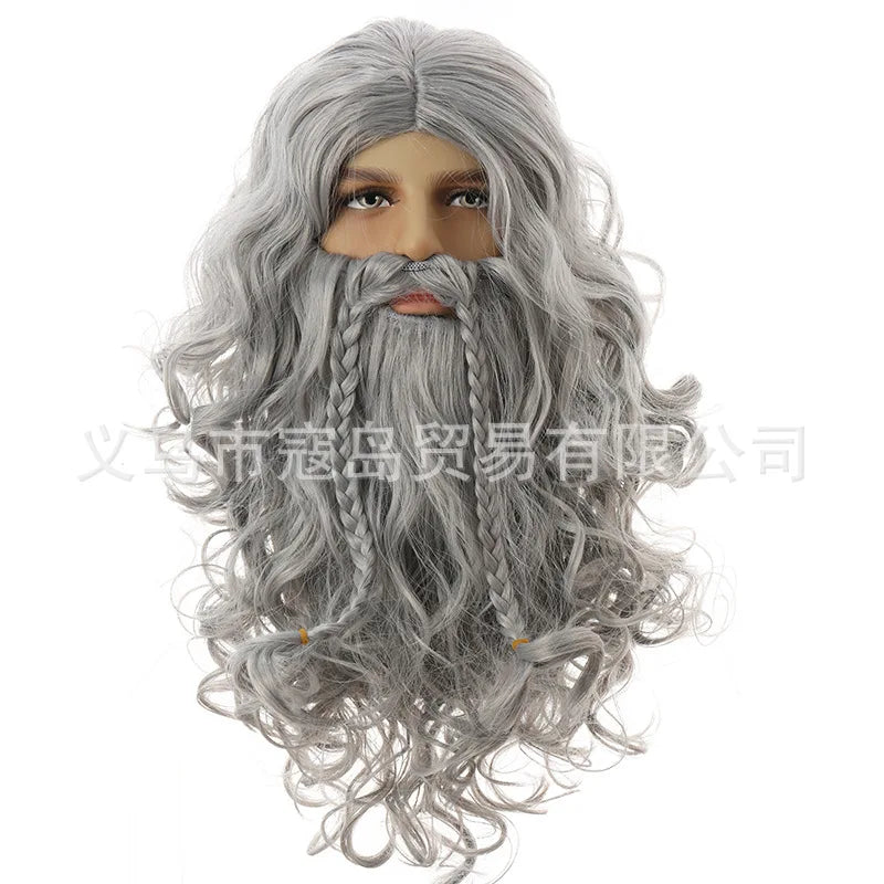 wizad silver grey wig and beard