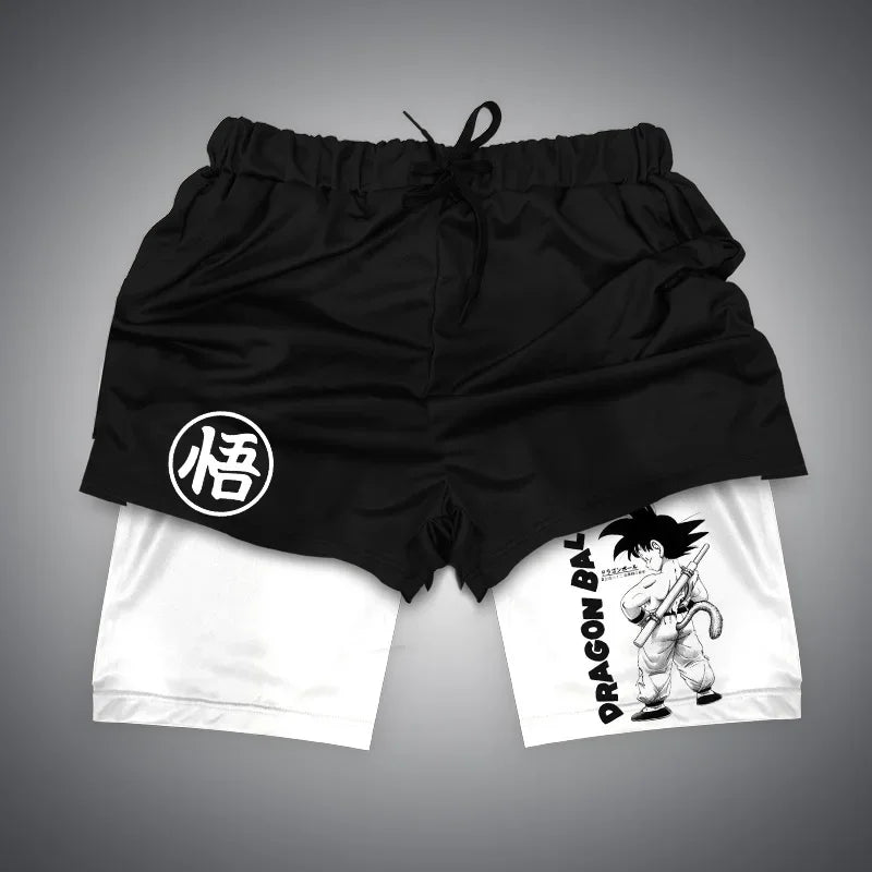 Anime Gym Shorts 2 in 1 Breathable