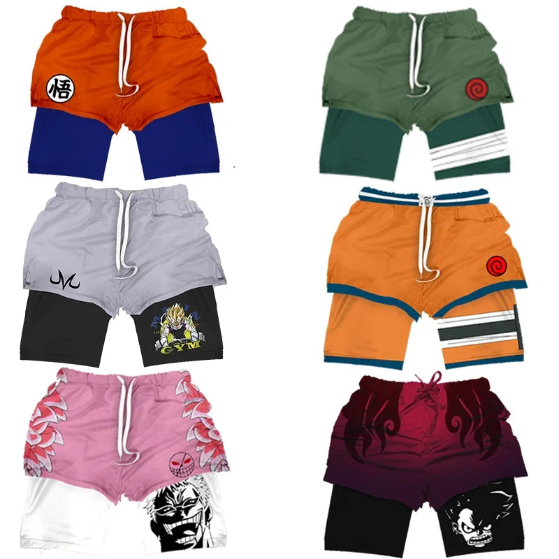 Anime Gym Shorts 2 in 1 Breathable