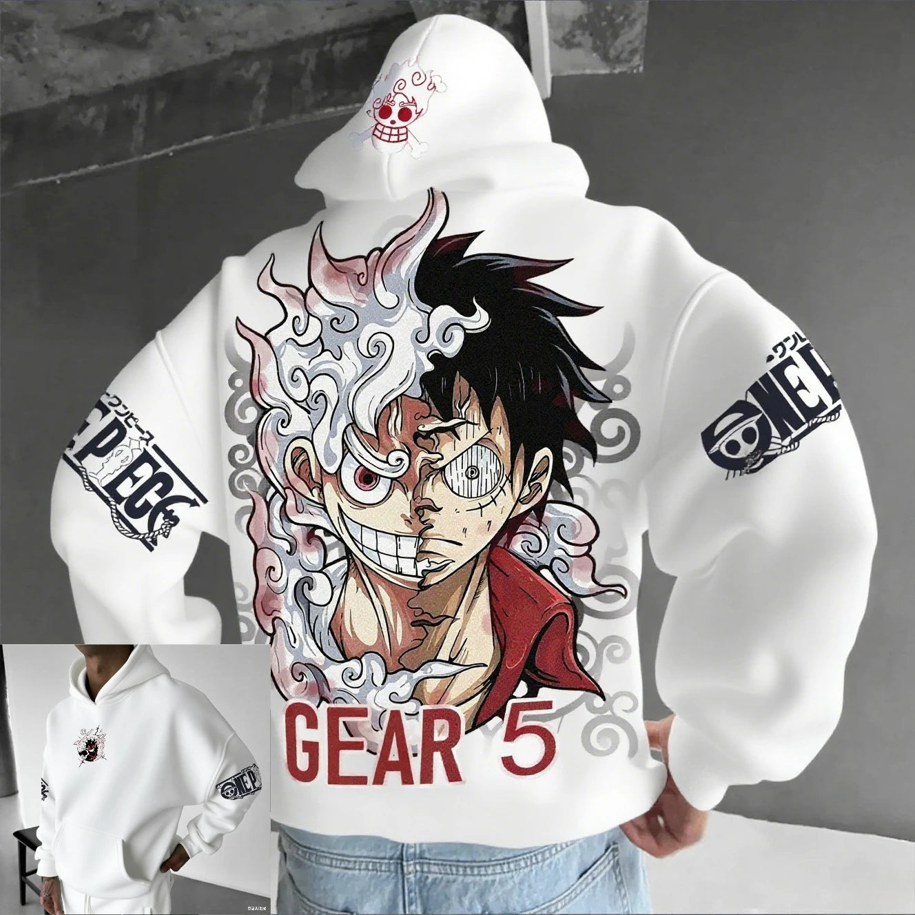 Anime Hoodie One Piece Luffy Gear 5 Nika 🫨❤️