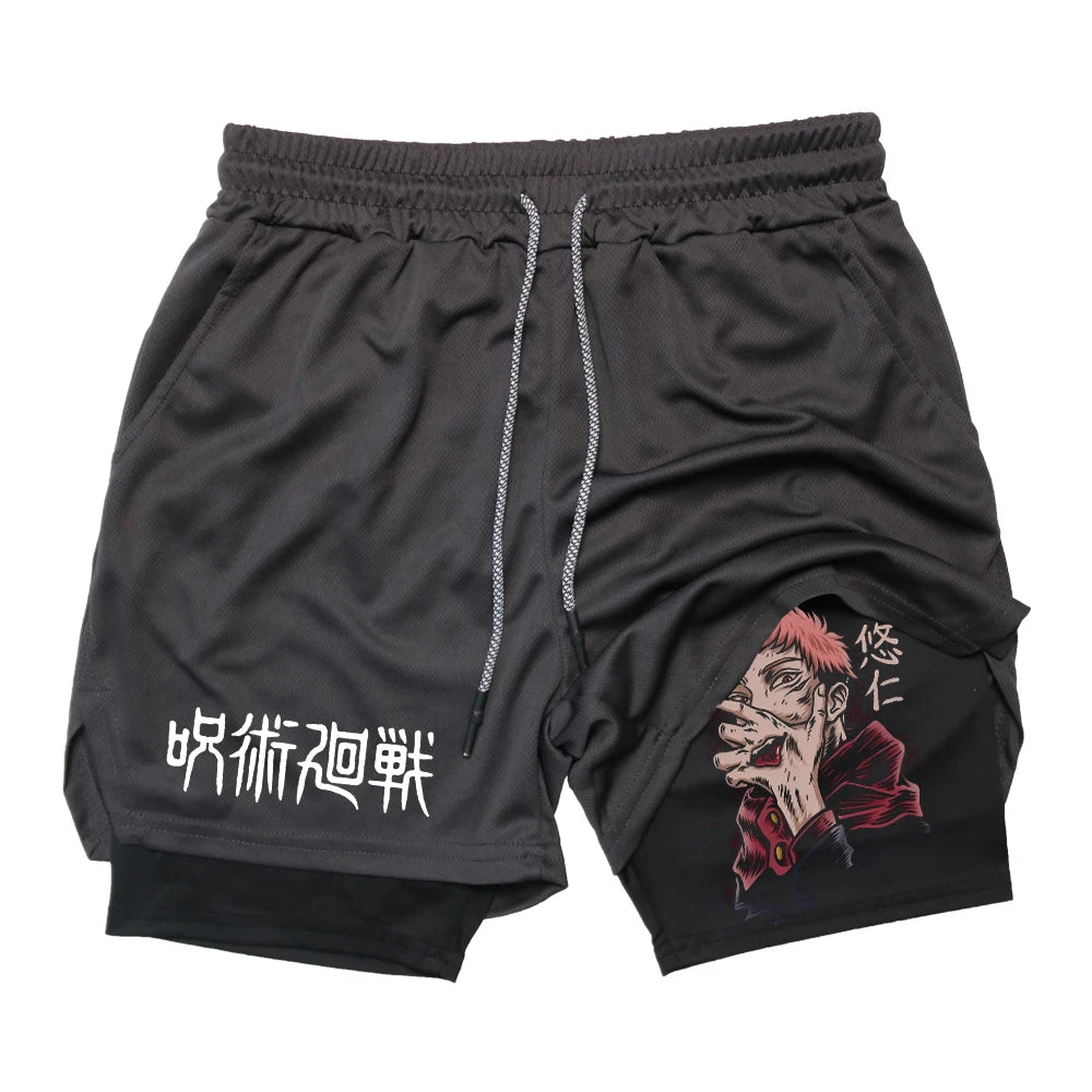 Anime Gym Shorts 2 In 1 Double Layer