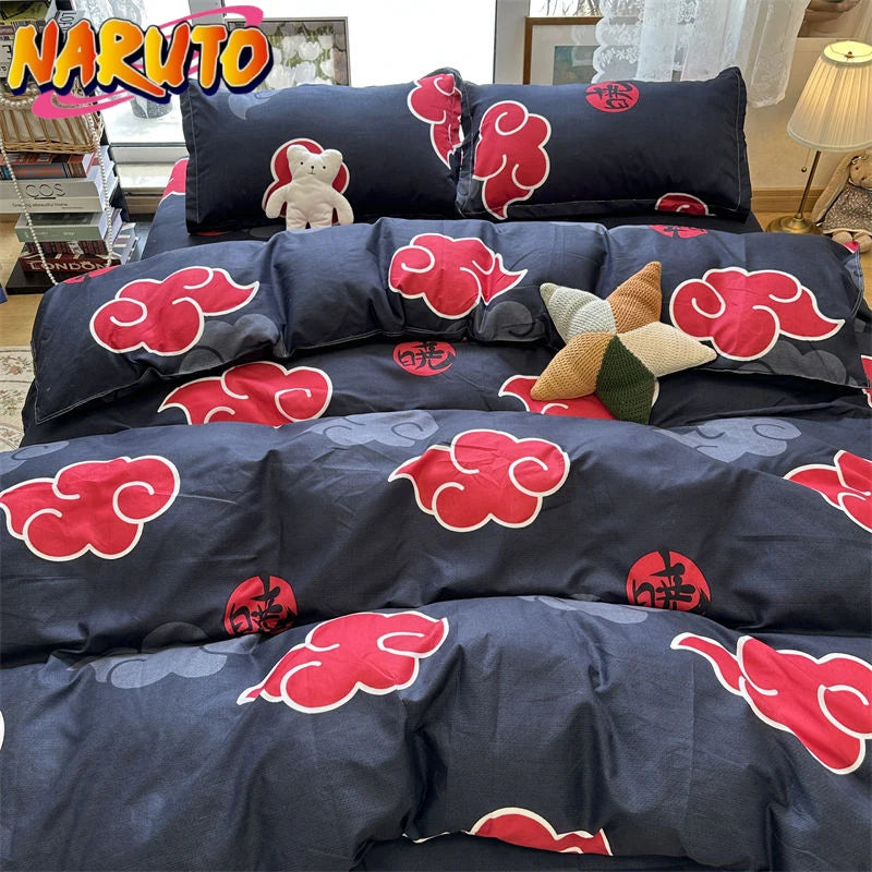 4Pcs/NARUTO Akatsuki Anime Bed Four-Piece Set