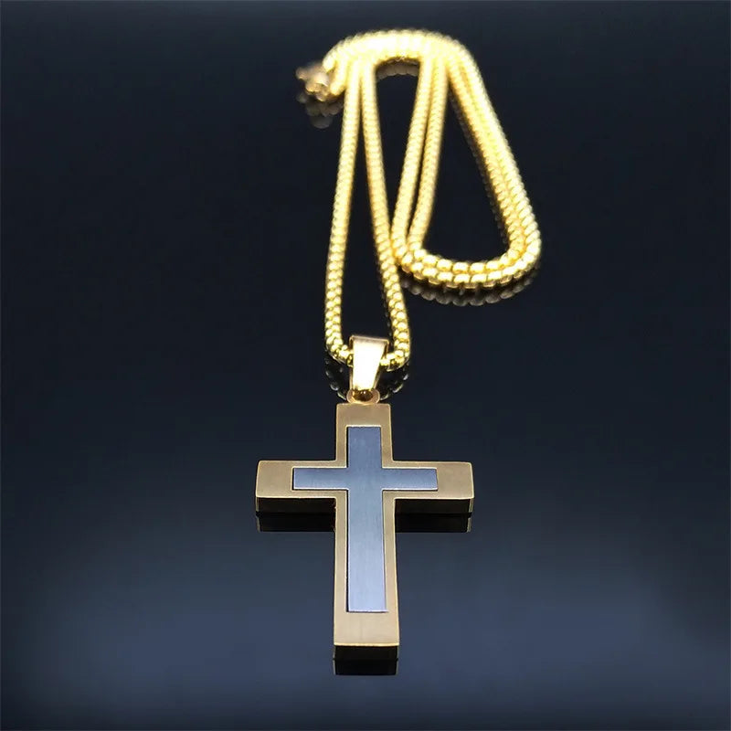 Stainless Steel Cross Pendant Chain Necklace