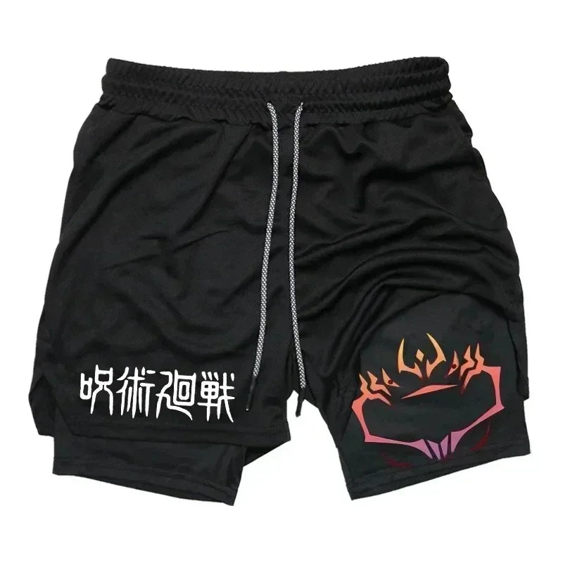 Men's Sports Shorts Jujutsu Kaisen Anime 2 in 1
