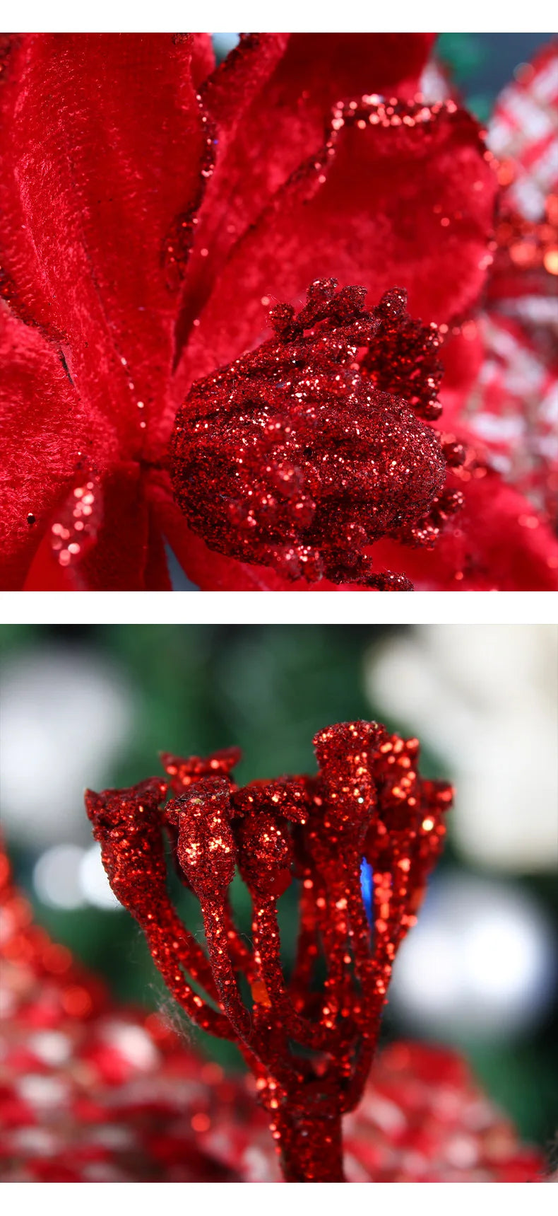 Glitter Christmas Flower Artificial