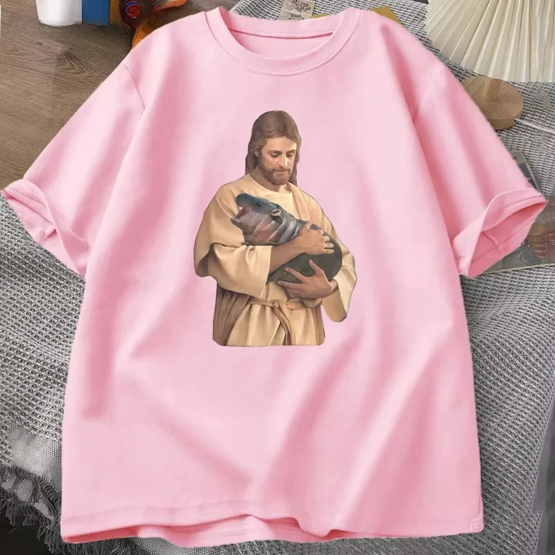 Funny Meme Jesus Holding Moo Deng
