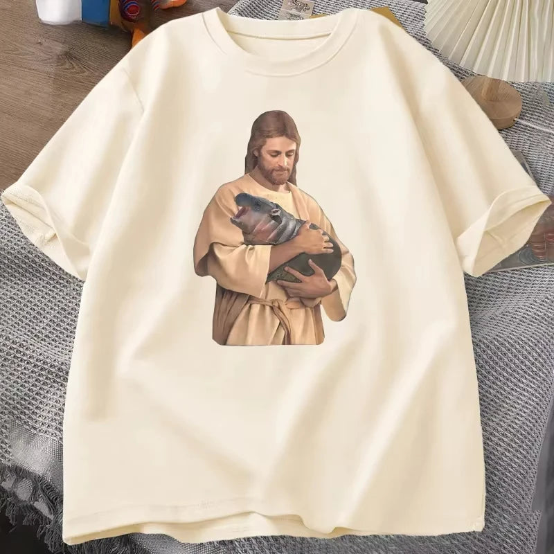 Funny Meme Jesus Holding Moo Deng