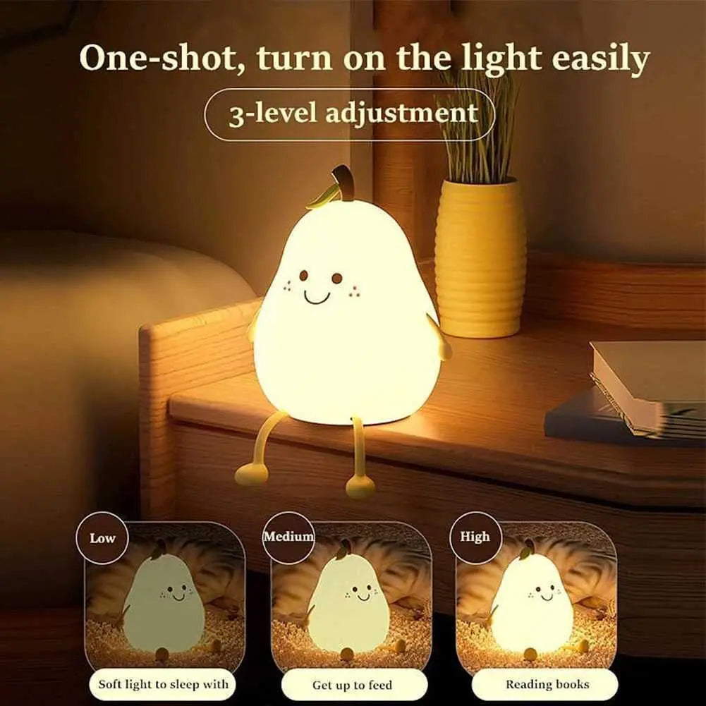 Night Lights Pear Shaped Cute Silicone Nightlight 7 Colors